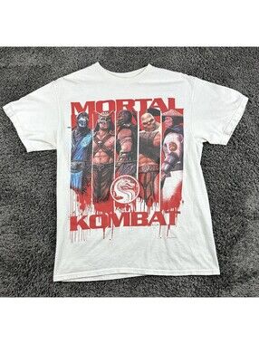 Mortal Kombat T-Shirt Men White Graphic Tee 2011 Warner Bros Sz M